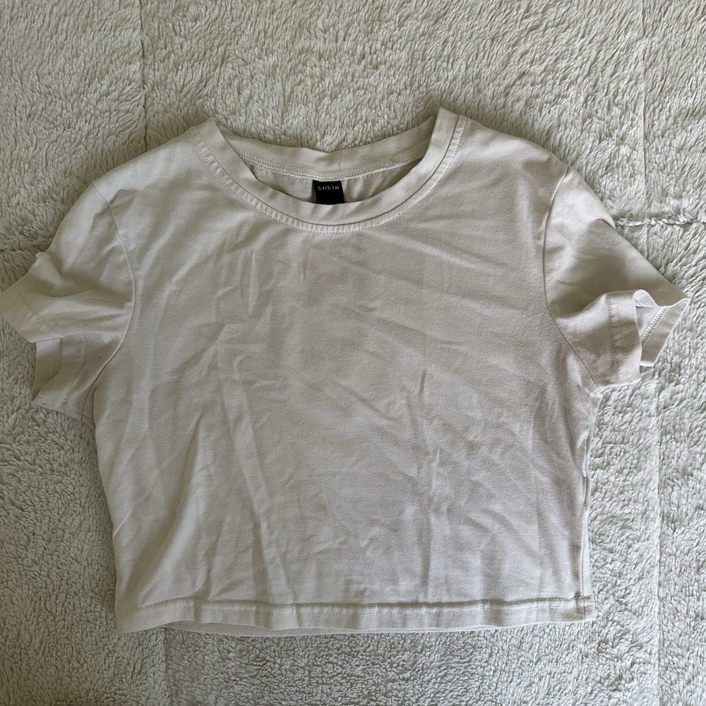 SHEIN Cropped Brown Tee Short Sleeve Crew Neck Basic T-Shirt Size‎ XS